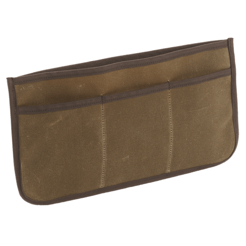 Our Insert Organizer has one large sleeve pocket with three other smaller slip sleeve pockets. Crafted out our high quality waxed canvas, premium leather, and durable webbed cotton. Materials sourced within the USA, crafted in Duluth MN, and made by Frost River Trading Co.